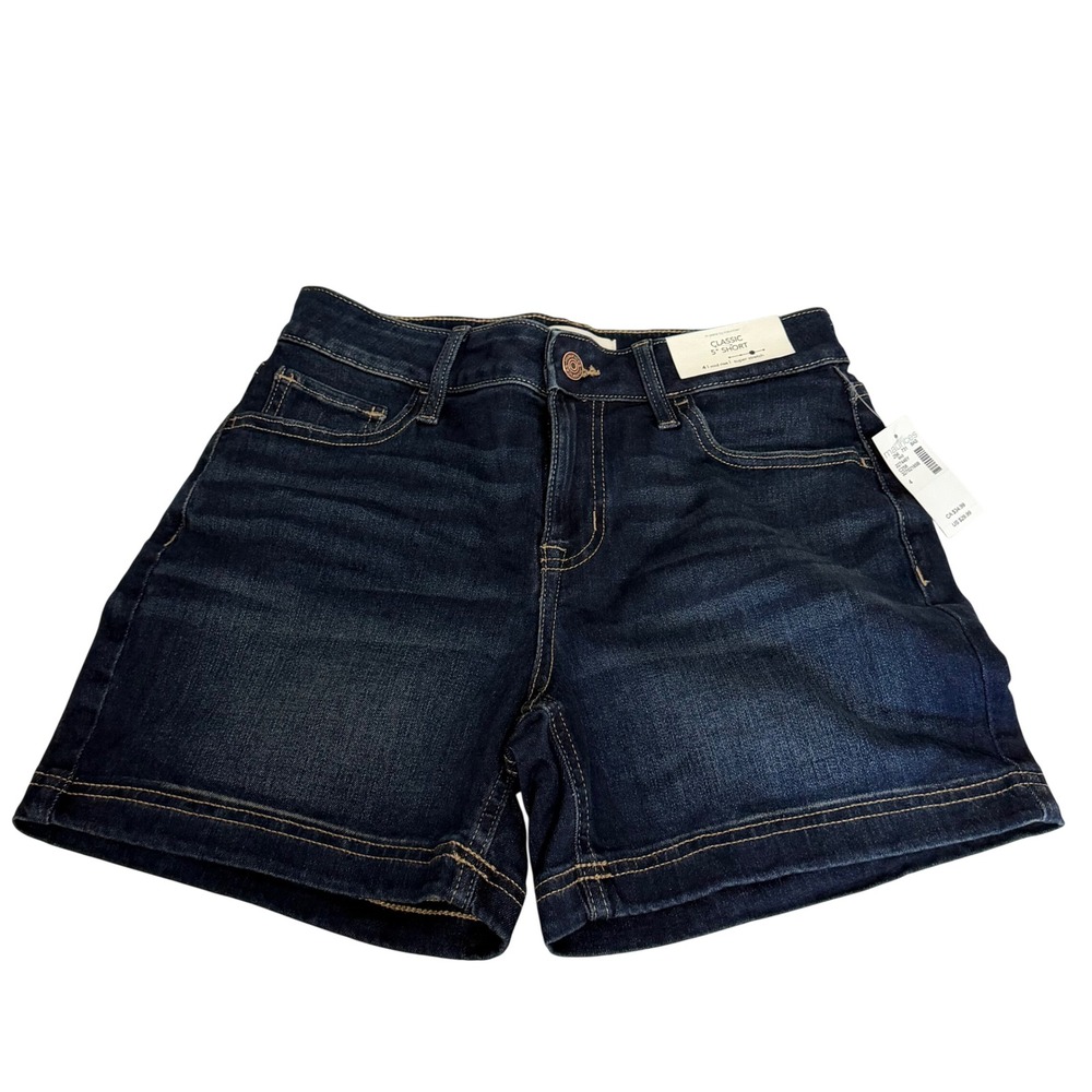 Maurices Classic 5" Short Womens Size 4 Dark Wash Mid Rise Super Stretch Denim